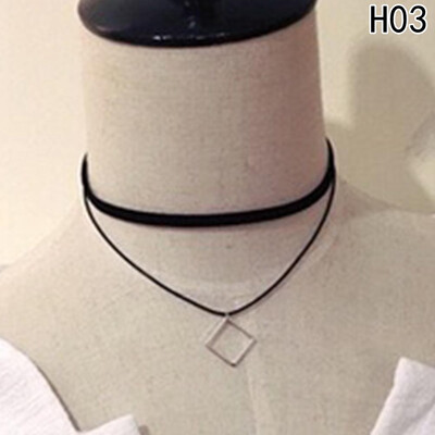 

Multi-layer Chokers Necklaces For Women Triangle Circle Geometric Pendant Necklace Fashion Jewelry
