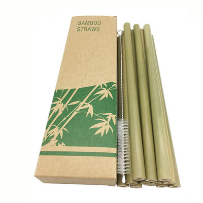 

12PCS Natural Bamboo Straws Environmentally Friendly Household Straws Drinking Utensils