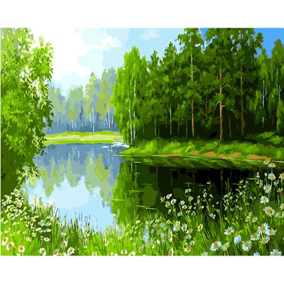 

DIY Oil Painting By Numbers Hand Painted Canvas Forest For Living Room Modern Wall Arts Home Decor