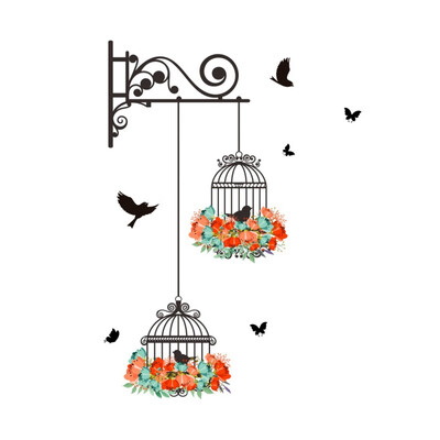 

New Birdcage Butterfly Wall Stickers Living room Nursery Room Refrigerator Sticker for Kids Room Wall Decor