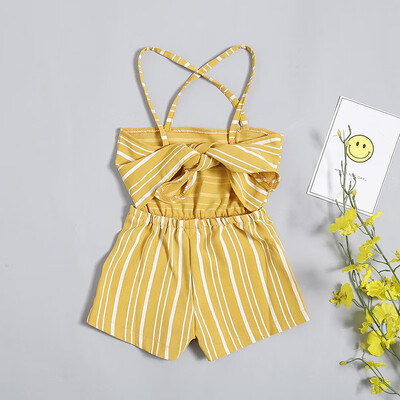 

2019 Boho Style Infant Toddler Kids Baby Girls Striped Sleeveless Romper Suspender Jumpsuit Outfits Fashion Summer Cute Playsuit