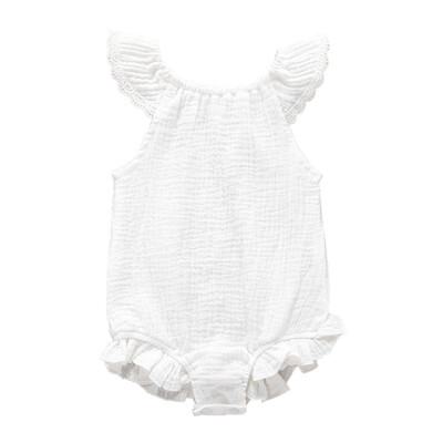 

Baby Newborn Girls Solid Print Backless Jumpsuit Flying Sleeve Romper Infant Casual Bodysuit Outfits Baby Clothes