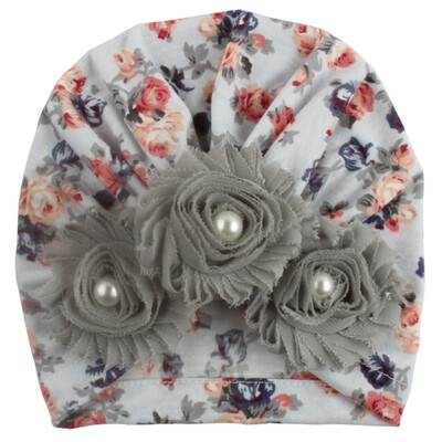 

Autumn Winter Soft Cute Newborn Baby Flower Pearl Design Girls Caps Infant Hat Turban Elastic Caps