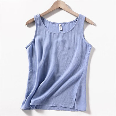 

Fashion Solid Color Women Tank Tops Sleeveless Sexy Casual Tops Korean Female Ladies Cotton Linen Vest -XL regata feminina