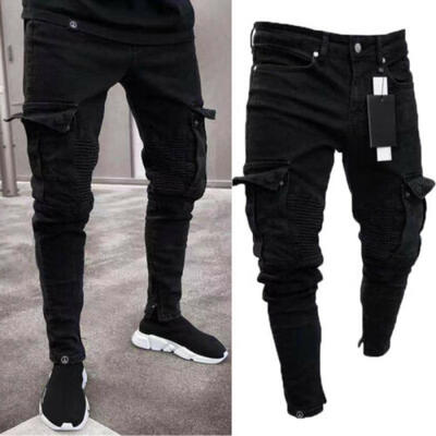 

US Mens Fashion Slim Stretch Denim Jeans Destroyed Ripped Skinny Pants Trousers