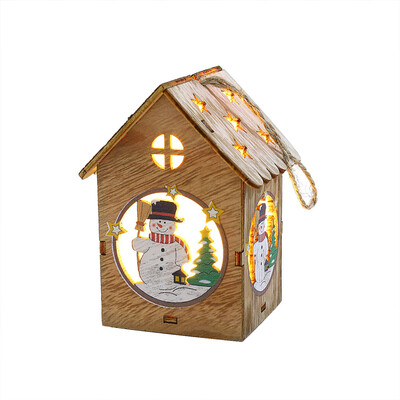 

Gobestart LED Light Wooden Dolls House Villa Christmas Ornaments Xmas Tree Hanging Decor