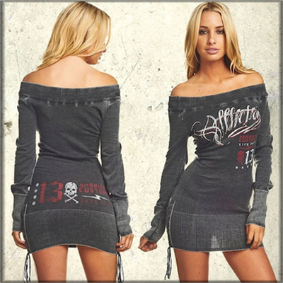 

Fashion sexy shoulder length long sleeved skirt