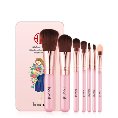 

Soft Synthetic Hair Makeup Brush Kit 7pcs Makeup Tools Pink Case Cosmetic Foundation Make Up Brushes