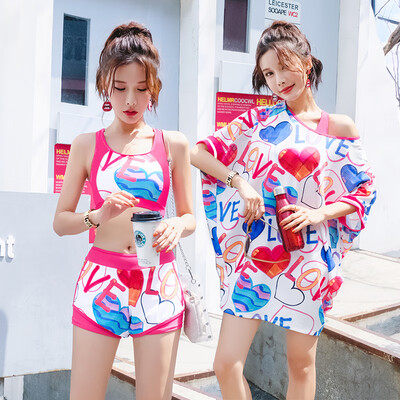 

You swimwear womens sports split three-piece conservative cover belly students were thin Korean hot springs small fragrance 19341B love  80-98 kg
