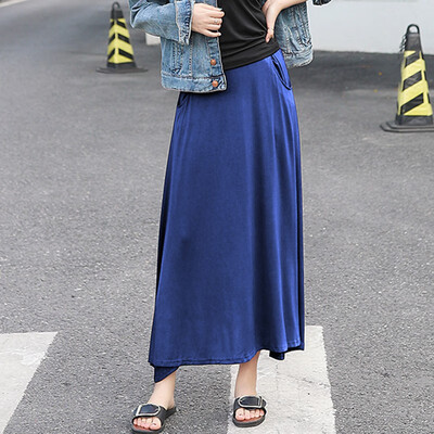 

Women Autumn Winter Long Skirt Vintage Solid Color Maxi High Waist Elegant Solid Color Casual Loose Plus Size Skirts