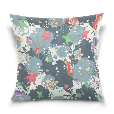 

ALAZA Throw Pillow Cover 16 X 16 inch Cushion Cover with Marine Life Printed Pillowcase