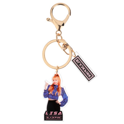 

KPOP BLACKPINK Cartoon Human Form Acrylic Keychain Colorful Letter Printing Pendant Key Rings Hot Gift for Fans