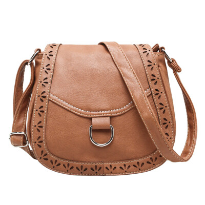 

Vintage Women Hollow Design Solid Color Faux Leather Flap Crossbody Shoulder Bag