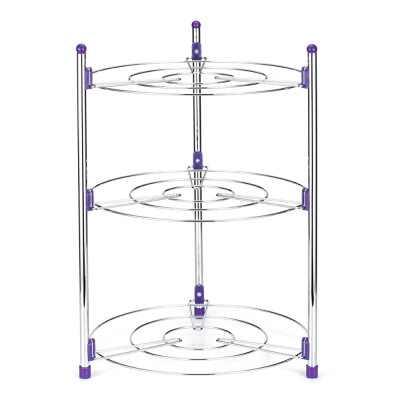 

Kitchen Pot Rack Crock Pot Shelf Chrome-Plated 3 Tier Round Shelf Storage Tower Crock Pot Heat Insulation Pot Holder