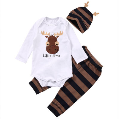 

Fashion Baby Boys Clothing Sets Xmas Little Newborn Baby Boy Girls Clothes Long Sleeve Jumpsuit Long Pants Hat Outfit