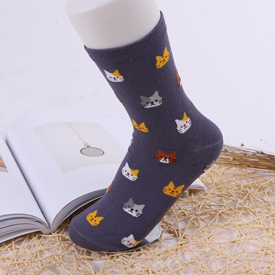 

Fashion Women Lovely Cute Cat Socks Animal Cartoon Cotton Socks 5 Colors 1 Pair