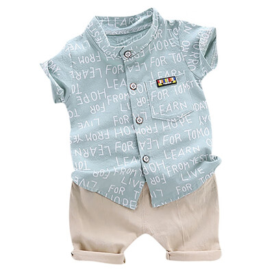 

Summer Suit Baby Boys Casual Short Sleeve Letters Print T-shirt TopsShorts Costume Set