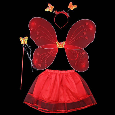 

4 Pcs Fairy Princess Girls Butterfly Wings Sets Party Decoration Wand Headband DIY Costume For Childrens Gifts