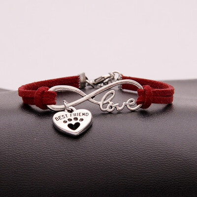 

Fashion Simple Love Heart Dog Claw Pendant Weaving Bracelet Unisex Pair Hand Chain Jewelry Hot Gift