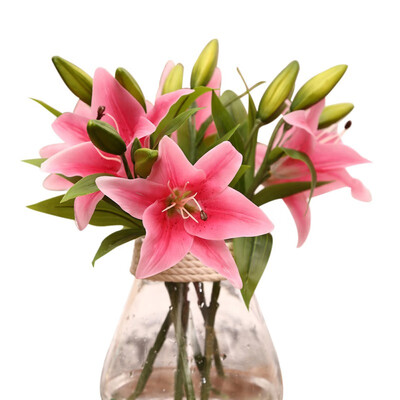

36cm Real Touch Lily Flowers Latex Artificial 3 heads Artificial Flowers Bouquets new House Home Wedding Festival Decoration