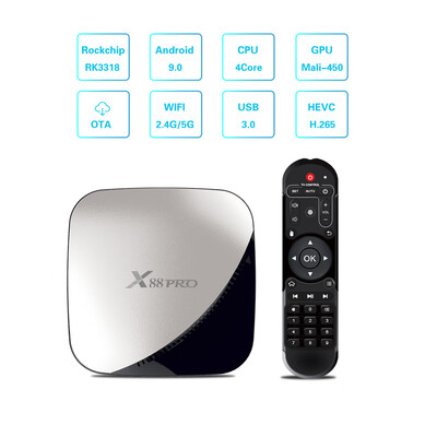 

X88 PRO Smart Android 90 TV Box Rockchip RK3318 Quad Core 64 Bit UHD 4K VP9 H265 4GB 64GB 24G 5G WiFi HD Media Player Remot
