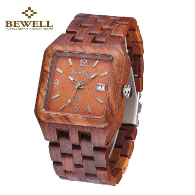 

Luxury Square Dial Unique Hypoallergenic Wooden Wristwatch Red Sandalwood Ebony Maple Quartz Analog Unisex Watch with Calendar