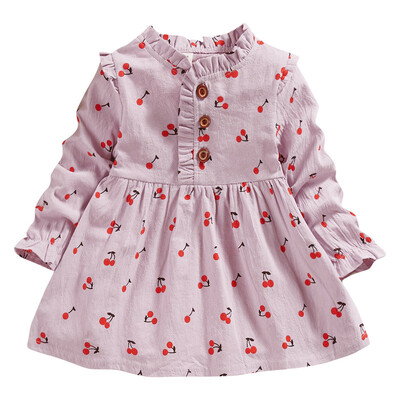 

Girls Dress Spring Autumn Girls Clothing Children\s Princess Cherry Print Dress Baby Girls Dress 2019 New Fashion