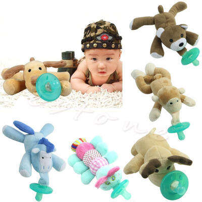 

Fashion Cute Funny 1Pc Infant Baby Boy Girl Silicone Pacifiers Animals Cuddly Plush Animal Baby Nipples New