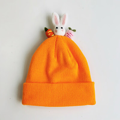 

Infantile Autumn Winter Baby Cute Hats Kids Wool Cartoon Knitted Hemming Caps Headwears 1-5Y