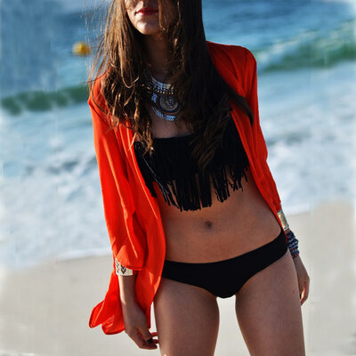 

Womens Summer Cardigan Bikini Cover Up Blouse Swimwear Three Quarter Sleeve Chiffon Shirt