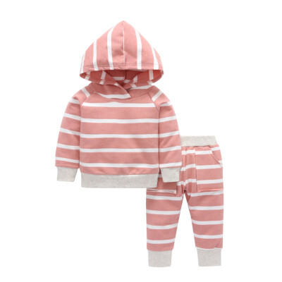 

New Autumn Baby Clothes Set Striped Long Sleeve Hoodies And Trousers Kit Kid Two-piece Outfit Set