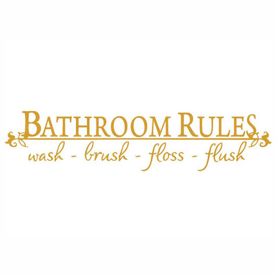 

Toponeto BATHROOM RULES Wash Brush Floss Flush Quote Saying Wall Sticker For Bathroom