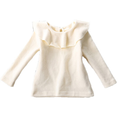 

Baby Girl Shirt Fashion Ruffle O Neck Long Sleeve Basic Cotton T-shirt Kids Clothes