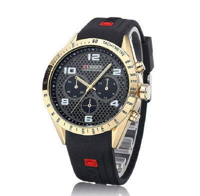 

CURREN Carrian 8167 rubber belt mens watch mens watch fashion trend personality mens watch foreign trade hot sale Silver shel