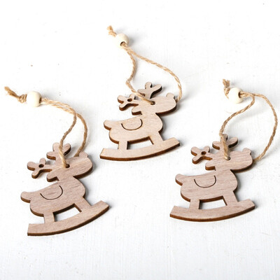 

3Pcs Christmas Hanging Wooden Ornaments Laser Cutting Wood Slice Gift Tag Pendants For Holiday Season Festival Arbol De Navidad