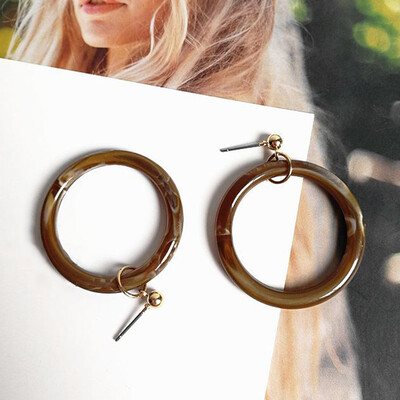 

1 Pair Acrylic Ear Studs Translucent Large Circle Ear Drop Unique Trend Trendy