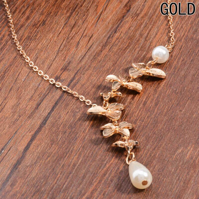 

Fashion Orchid Flower Pendant Gold Silver Plated Flower Necklace Charm Jewelry For Women Dress Accessories Gift