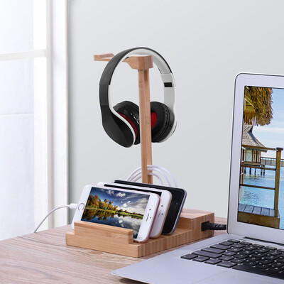 

Wooden Headphone Stand Universal Charging Earphone Hanger Holder