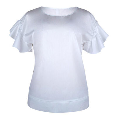 

Summer T Shirt Female Butterfly Sleeve Ruffled Shirts White Tee Women Tops Female Summer Top Cotton Party T-shirt Work