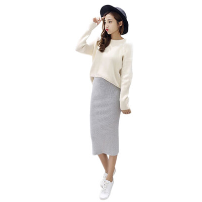 

Winter package hip skirt slit skirts Stretch Slim Thin Female Waist knee Length skirts Hip Packaging Shirts
