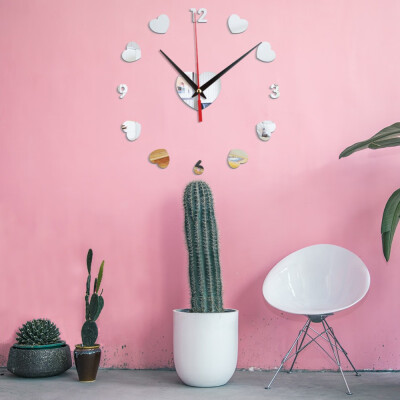 

Toponeto 3D Creative Love Digital Acrylic Mirror Clock Home Decoration Wall Clock