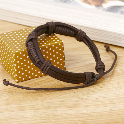 

Fashion Men Women Leather Braided Cuff Bangle Punk Wristband Bracelet Adjustable