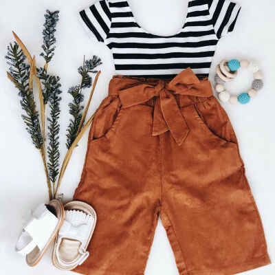 

New Toddler Kids Baby Girls Striped Long Sleeve Top ShirtFlared Trousers Outfit