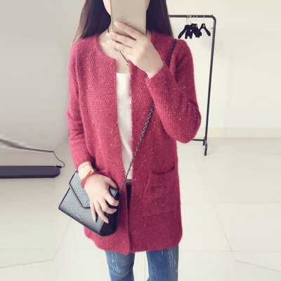 

Knitted Sweater Coat Female Long Section Loose Korean Version Of The Simple Fashion Cardigan Comfortable Breathable Wild New