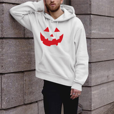 

Toponeto Mens Fashion Winter Solid Printed Long-sleeved Hooded SweatShirt Halloween Tops