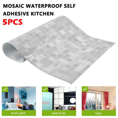 

53pcs Waterproof Brick Tile 45x400cm Mosaic Aluminum Foil Self-adhesive Anti Oil Wall Paper Kitchen Sticker