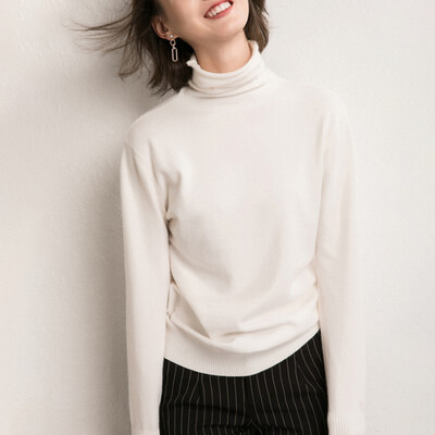 

Hot Fashion Soft Slim Turtleneck Long Sleeves Knit Pullover Comfortable Simple Casual Womens Solid Color Sweater