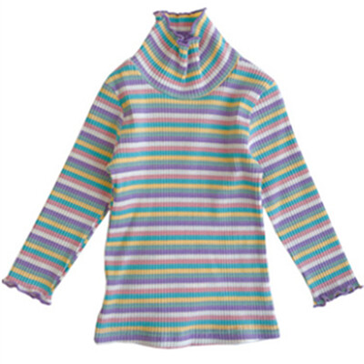 

Fashion brand Stripe print Kids Girl Clothes Print Cotton Long Sleeve T Shirts Rainbow for Girls baby Clothing