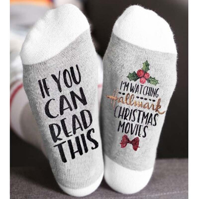 

1Pair Christmas Personalised Socks Letter Printed Socks If You Can Read This Leave Me Alone I Am Watching
