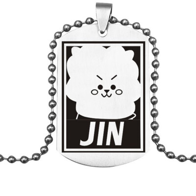 

KPOP BTS Bangtan Boys Same paragraph Cartoon Avatar Printing Pendant Necklace Alloy Couple Necklace Best Gift for ARMY